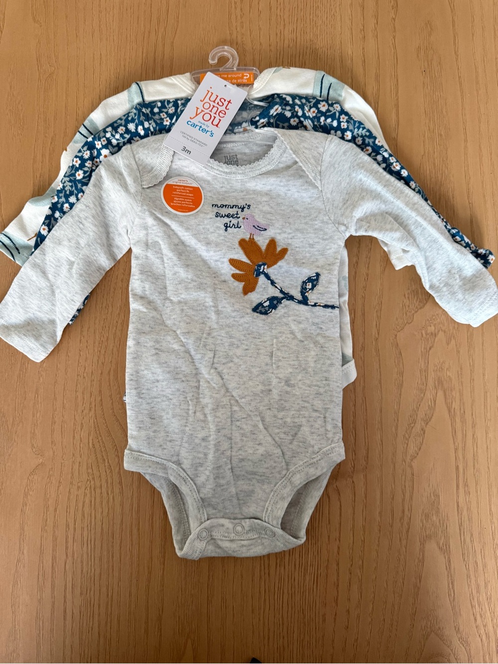 3-Pack Carter’s Long-Sleeve Bodysuits/Onesies - New - 3 Months